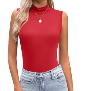 NWT Red Turtleneck Sleeveless Top Size L